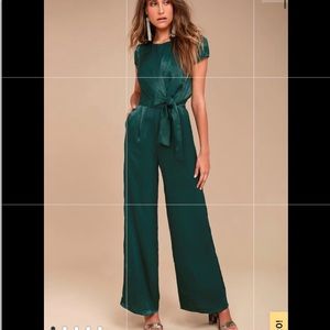 Lulu’s Let Me Entertain You Green Satin Jumpsuit